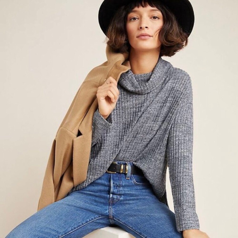 Anthropologie Maeve Vanna Cowl Neck Pullover Grey Medium